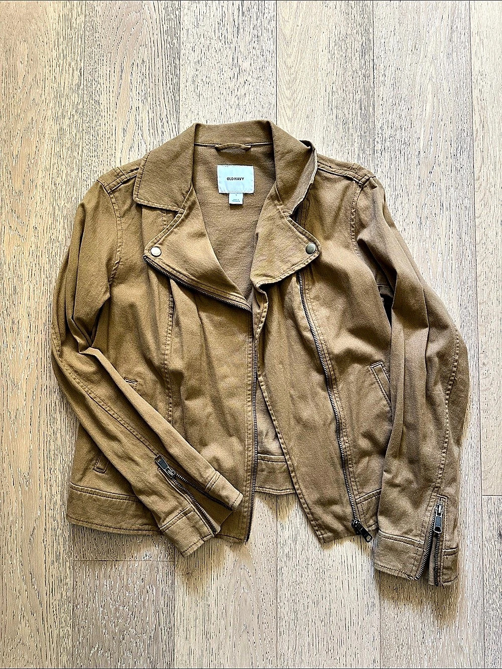 Old Navy Twill Moto Jacket Women'Small Brown Moto Jacket Size Small